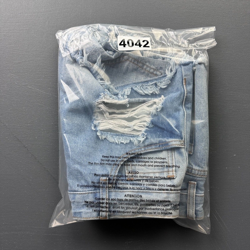 Forever 21 Denim Shorts Women's 30 Blue Distressed Frayed Cutoff Festival Y2K - Picture 6 of 6